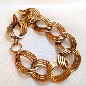 Stamped Gold Vintage 10 large 4 strand bracelet